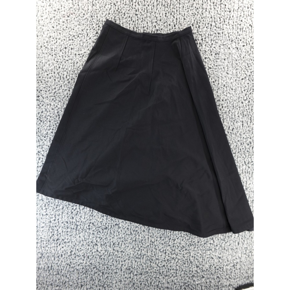 COS Black A Line Midi Skirt Pleated Waist 100% Cotton Women's Size 8‎